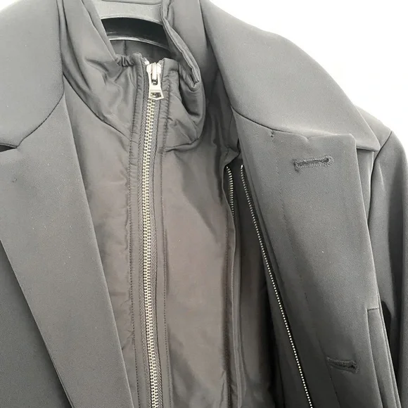 Theory Black Water Resistant Rain Coat with Zipper Lining